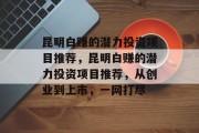 昆明白赚的潜力投资项目推荐,昆明白赚的潜力投资项目推荐,从创业到上市,一网打尽 昆明白赚的潜力投资项目推荐,昆明白赚的潜力投资项目推荐,从创业到上市,一网打尽