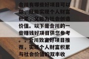 合川有哪些好项目可以做,既能实现个人财富积累,又能为社会创造价值。以下是合川的一些赚钱好项目供您参考。,合川致富好项目推荐,实现个人财富积累与社会价值的双丰收