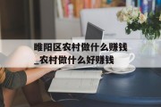 睢阳区农村做什么赚钱_农村做什么好赚钱