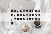春天,农村赚钱的好项目,春季农村创业投资,适合赚取现金的好选择 春天,农村赚钱的好项目,春季农村创业投资,适合赚取现金的好选择