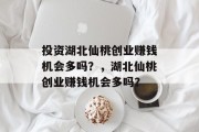 投资湖北仙桃创业赚钱机会多吗?,湖北仙桃创业赚钱机会多吗? 投资湖北仙桃创业赚钱机会多吗?,湖北仙桃创业赚钱机会多吗?