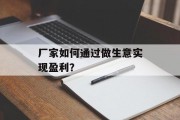 厂家如何通过做生意实现盈利? 厂家如何通过做生意实现盈利?