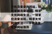手机流量查询网站，轻松掌握流量消耗，畅享无忧网络生活，一键掌控流量消耗，畅享无忧网络生活——手机流量查询网站推荐