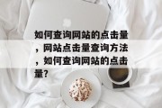 如何查询网站的点击量，网站点击量查询方法，如何查询网站的点击量？