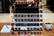 优化网站性能是提升用户体验和SEO排名的重要手段。通过对网页的加载速度、页面布局、样式设计等进行优化，可以有效地提高网站的可用性、响应速度和美观度。，优化网站性能，提升用户体验与SEO排名的关键因素