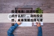投资未来: 到洛阳做点什么好?,洛阳投资热,未来发展选择与建议 投资未来: 到洛阳做点什么好?,洛阳投资热,未来发展选择与建议