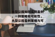 大型公园如何实现盈利,一种策略和可能性,大型公园盈利策略与可能性分析 大型公园如何实现盈利,一种策略和可能性,大型公园盈利策略与可能性分析