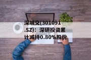 深城交(301091.SZ)：深研投资累计减持0.80%股份