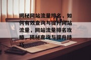 揭秘网站流量排名，如何有效查询与提升网站流量，网站流量排名攻略，揭秘查询与提升技巧
