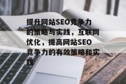 提升网站SEO竞争力的策略与实践，互联网优化，提高网站SEO竞争力的有效策略和实践