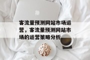 客流量预测网站市场运营,客流量预测网站市场的运营策略分析 客流量预测网站市场运营,客流量预测网站市场的运营策略分析