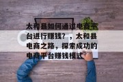 太和县如何通过电商平台进行赚钱?,太和县电商之路,探索成功的电商平台赚钱模式 太和县如何通过电商平台进行赚钱?,太和县电商之路,探索成功的电商平台赚钱模式