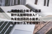 家庭中的小能手,在家做什么能赚取收入?,为家庭创收的小能手,在家做什么才能赚钱? 家庭中的小能手,在家做什么能赚取收入?,为家庭创收的小能手,在家做什么才能赚钱?