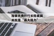 加拿大央行行长称美国关税是“最大阻力”