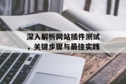 深入解析网站插件测试,关键步骤与最佳实践 深入解析网站插件测试,关键步骤与最佳实践