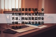 网站流量查看攻略，全方位解析网站流量监控方法，网站流量监控全攻略，揭秘高效流量监控方法