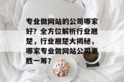 专业做网站的公司哪家好？全方位解析行业翘楚，行业翘楚大揭秘，哪家专业做网站公司更胜一筹？