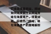 打造高流量网站，揭秘如何选择做什么网站并吸引海量用户，流量秘籍，打造热门网站，吸引海量用户的策略解析