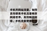 手机开网站流量，如何高效使用手机流量畅享网络世界，高效畅游网络，手机流量使用攻略
