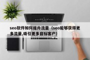 seo软件如何提升流量（seo能够获得更多流量,吸引更多目标客户）