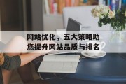 网站优化,五大策略助您提升网站品质与排名 网站优化,五大策略助您提升网站品质与排名