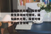 缅甸商机无限，探索哪些生意领域可赚钱，缅甸商机无限，探索可赚钱的生意领域