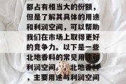 北地香料在国内外市场都占有相当大的份额,但是了解其具体的用途和利润空间,可以帮助我们在市场上取得更好的竞争力。以下是一些北地香料的常见用途和利润空间。,北地香料,主要用途与利润空间分析 北地香料在国内外市场都占有相当大的份额,但是了解其具体的用途和利润空间,可以帮助我们在市场上取得更好的竞争力。以下是一些北地香料的常见用途和利润空间。,北地香料,主要用途与利润空间分析
