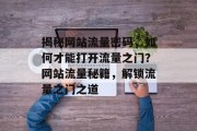 揭秘网站流量密码，如何才能打开流量之门？网站流量秘籍，解锁流量之门之道