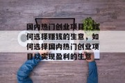 国内热门创业项目,如何选择赚钱的生意,如何选择国内热门创业项目以实现盈利的生意 国内热门创业项目,如何选择赚钱的生意,如何选择国内热门创业项目以实现盈利的生意