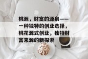 桃源,财富的源泉——一种独特的创业选择,桃花源式创业,独特财富来源的新探索 桃源,财富的源泉——一种独特的创业选择,桃花源式创业,独特财富来源的新探索
