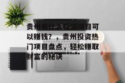 贵州有什么投资项目可以赚钱?,贵州投资热门项目盘点,轻松赚取财富的秘诀