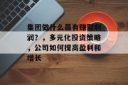 集团做什么最有赚取利润?,多元化投资策略,公司如何提高盈利和增长 集团做什么最有赚取利润?,多元化投资策略,公司如何提高盈利和增长