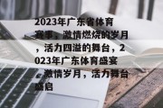 2023年广东省体育赛事，激情燃烧的岁月，活力四溢的舞台，2023年广东体育盛宴，激情岁月，活力舞台盛启