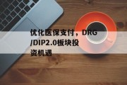 优化医保支付,DRG/DIP2.0板块投资机遇 优化医保支付,DRG/DIP2.0板块投资机遇