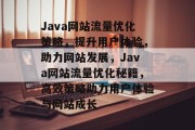 Java网站流量优化策略，提升用户体验，助力网站发展，Java网站流量优化秘籍，高效策略助力用户体验与网站成长