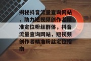 揭秘抖音流量查询网站，助力短视频创作者精准定位粉丝群体，抖音流量查询网站，短视频创作者精准粉丝定位指南