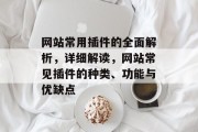 网站常用插件的全面解析,详细解读,网站常见插件的种类、功能与优缺点 网站常用插件的全面解析,详细解读,网站常见插件的种类、功能与优缺点