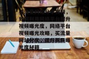 买流量网站分享视频，如何利用网络平台提升视频曝光度，网络平台视频曝光攻略，买流量网站分享，提升视频曝光度秘籍