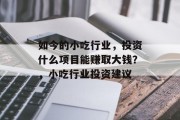 如今的小吃行业,投资什么项目能赚取大钱?,小吃行业投资建议 如今的小吃行业,投资什么项目能赚取大钱?,小吃行业投资建议