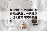 如何做好一个成功的商务网站优化,一网打尽,优化策略与实践的解析 如何做好一个成功的商务网站优化,一网打尽,优化策略与实践的解析