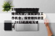 2823的工作机会与赚钱方法,发掘潜在工作机会,探索赚钱途径,2823的策略与建议