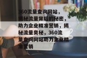 360流量查询网站，揭秘流量背后的秘密，助力企业精准营销，揭秘流量奥秘，360流量查询网站助力企业精准营销