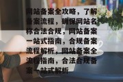 网站备案全攻略，了解备案流程，确保网站名称合法合规，网站备案一站式指南，合规备案流程解析，网站备案全流程指南，合法合规备案一站式解析