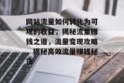 网站流量如何转化为可观的收益，揭秘流量赚钱之道，流量变现攻略，揭秘高效流量赚钱秘诀