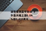 波奇宠物盘中异动 下午盘大幅上涨6.84%报0.420美元 波奇宠物盘中异动 下午盘大幅上涨6.84%报0.420美元