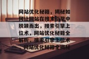网站优化秘籍，揭秘如何让网站在搜索引擎中脱颖而出，搜索引擎上位术，网站优化秘籍全解析，搜索引擎上位术，网站优化秘籍全揭秘