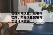 现在网站优化，策略与实践，网站优化策略与实战技巧解析