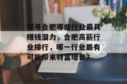 探寻合肥哪些行业最具赚钱潜力,合肥高薪行业排行,哪一行业最有可能带来财富增长? 探寻合肥哪些行业最具赚钱潜力,合肥高薪行业排行,哪一行业最有可能带来财富增长?