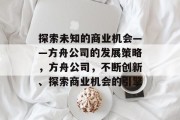 探索未知的商业机会——方舟公司的发展策略,方舟公司,不断创新、探索商业机会的引擎