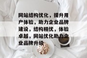 网站结构优化，提升用户体验，助力企业品牌建设，结构精优，体验卓越，网站优化助力企业品牌升级